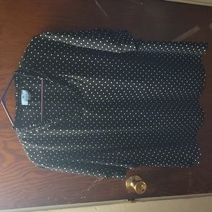 CeCe, short sleeve blouse, black with white polka-dots, size 3X